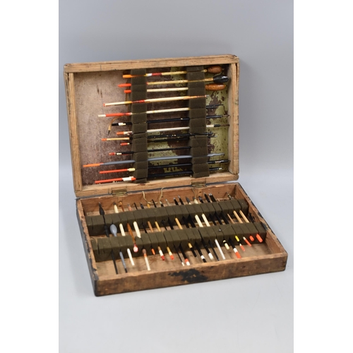 434 - Collection of Various Fishings Floats in Wooden Box