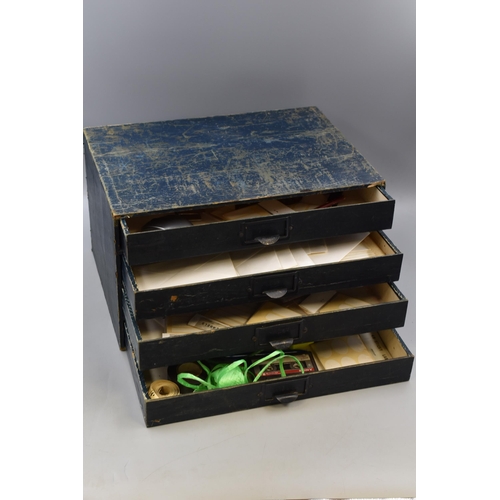 452 - Vintage 4 Drawer Stationery Cabinet with Contents (16