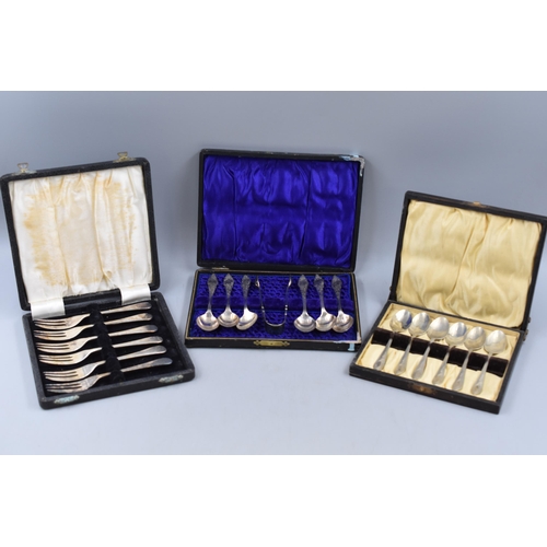 453 - Three Boxed Cutlery Sets to include one in Wooden Case