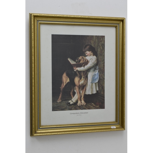 734 - Briton Riviere Framed and Glazed Print Entitled Compulsory Education produced for Pears Soap