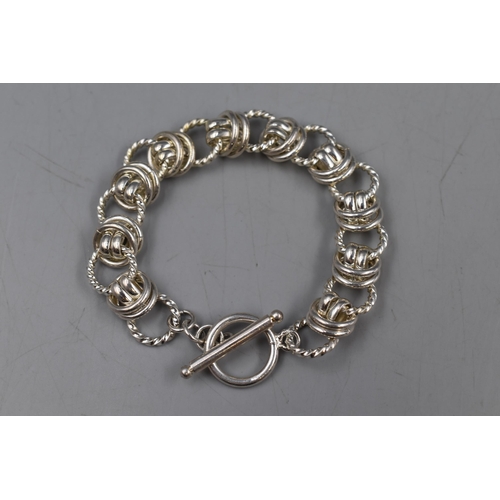 10 - Silver 925 Ring Chain Bracelet with Bar Clasp