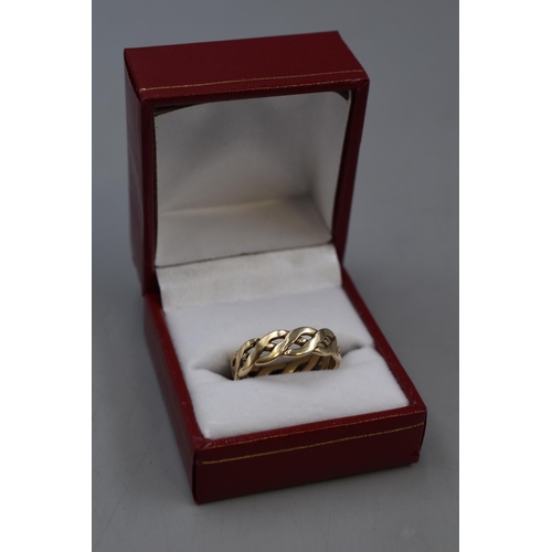 17 - Hallmarked Gold 375 (9ct) Celtic Style Ring (Size W) Complete with Presentation Box (4.12 grams)