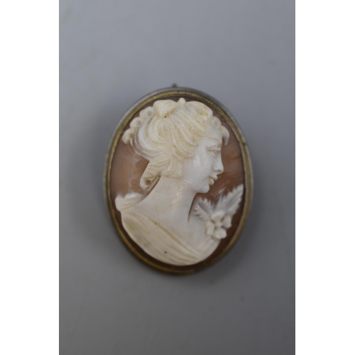 23 - Vintage 800 Silver Cameo Brooch / Pendant