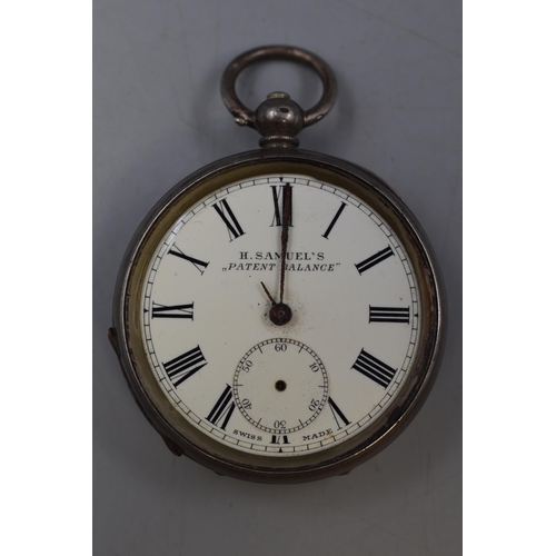 37 - Silver 800 Cased Pocket Watch (H Samuel of Manchester) a/f