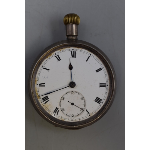 39 - A Hallmarked Birmingham Silver Pocket Watch, With Free Balance. Missing Glass. a/f