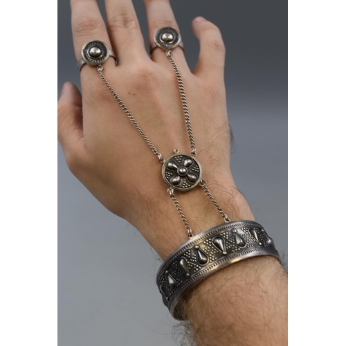 50 - Tibetan Silver Slave Bracelet with two Rings