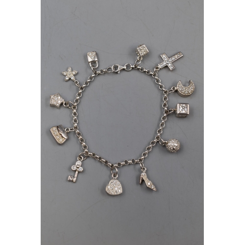 53 - Silver 925 Bracelet with 12 Silver Charms