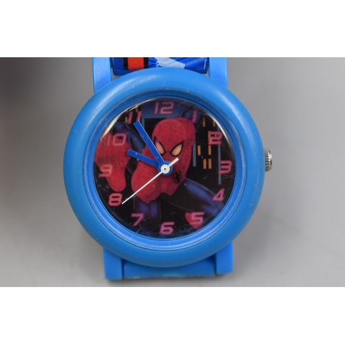 125 - Three Childrens Watches including Marvel Avengers and Spiderman (All Working)