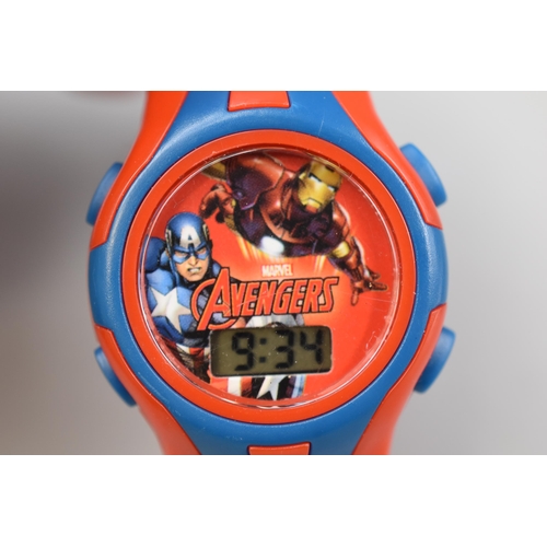 125 - Three Childrens Watches including Marvel Avengers and Spiderman (All Working)