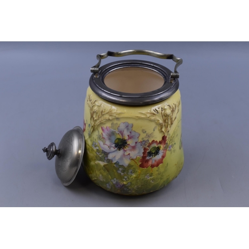 326 - Royal Bonn Floral Biscuit Barrel with Ceramic Liner and Silver Plated Lid (20cm)