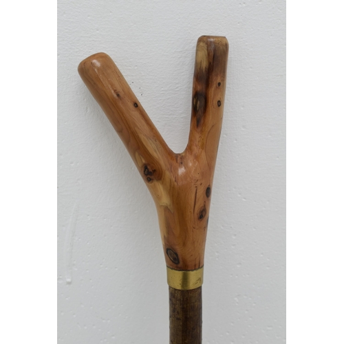 493 - A Natural Wooden Walking Thumbsticks, Approx 46