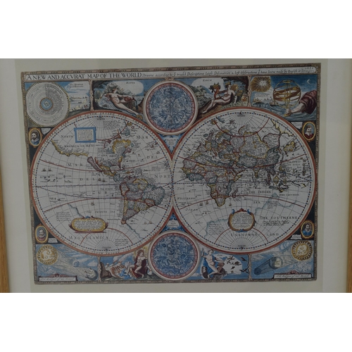 499 - Mixed Lot of Framed and Glazed Pictures Depicting Maps of the World and Two Signed Hand Painted Loca... 