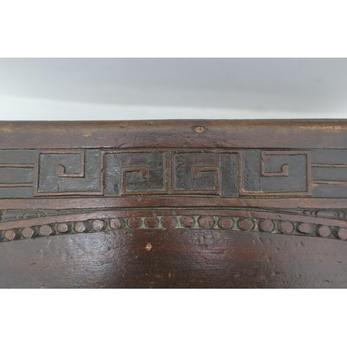 641 - LARGE Camphor Wood Chinese Very Detailed Hand Carved Bedding Box Displaying a Family Gathering 41