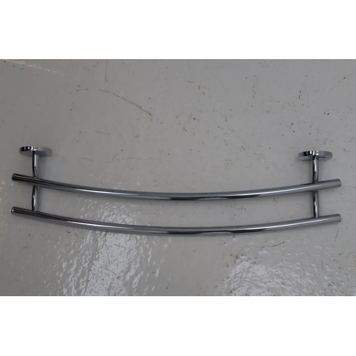 711 - Set of Three Modern Bathroom Shelves to include Towel Rail in Glass and Chromium Plated Steel approx... 