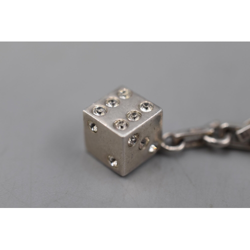 9 - Silver 925 Block Chain Bracelet with Dice Charm