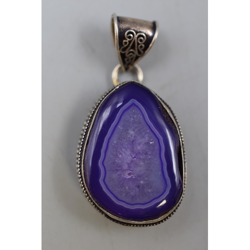 28 - Silver 925 Amethyst Stoned Pendant