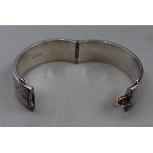 42 - Hallmarked Birmingham Silver etched Bangle