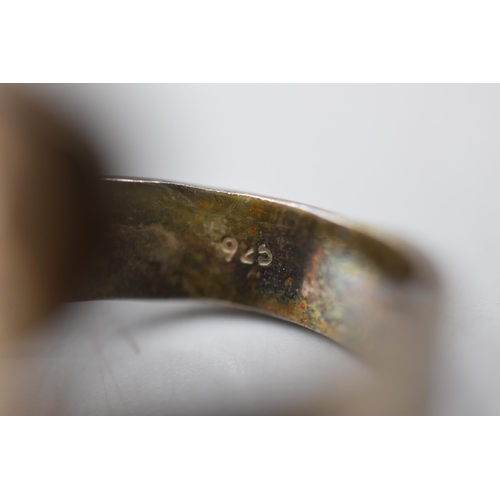 56 - Silver 925 Hammered Wrap over Ring (Size R)