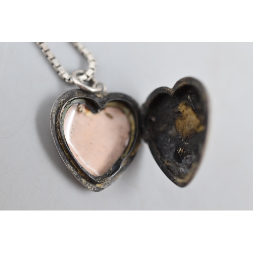 64 - Silver 925 Heart Shaped Locket Pendant and Chain