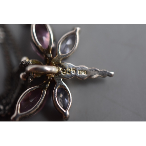 68 - Silver 925 Dragonfly Pendant Necklace