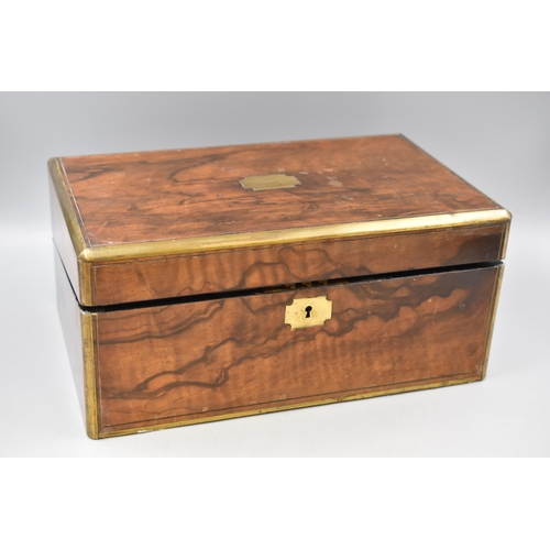 293 - A Portable Wood and Brass Writing Slope, With Inkwells, Storage Compartments and Secret Drawers. App... 