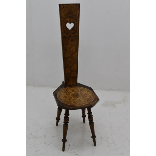 297 - Antique Welsh Spining Chair with Floral Inlay