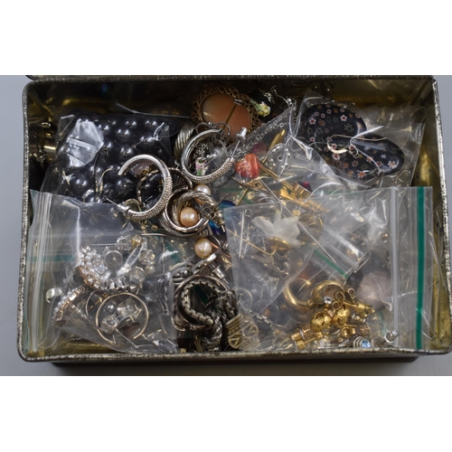 98 - A Tin Containing a Selection of Unsorted Jewellery.