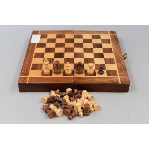 310 - Wooden Travel Chess, Draughts and Backgammon Set