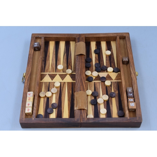 310 - Wooden Travel Chess, Draughts and Backgammon Set