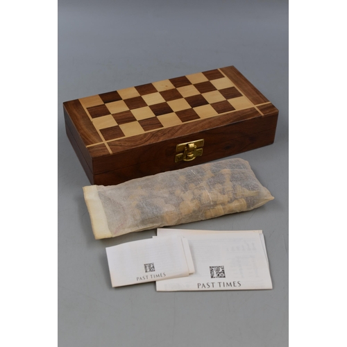 310 - Wooden Travel Chess, Draughts and Backgammon Set