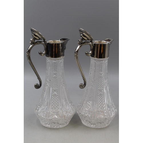 313 - Pair of Bacchus Silver Plated Crystal Claret Decanters (29cm)