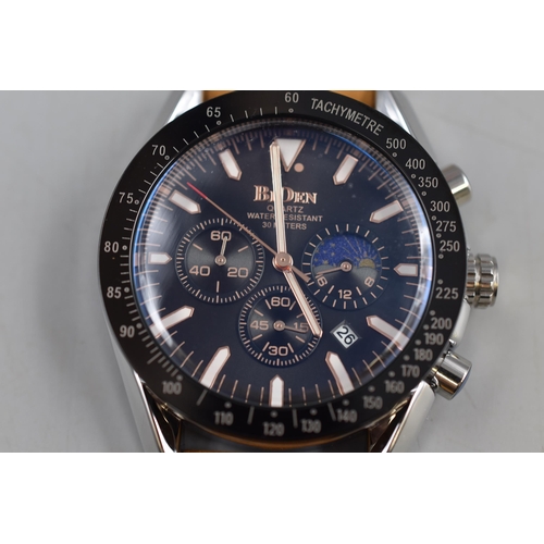 113 - Brand New Biden Time and Date Divers Style Watch with Quartz Movement, Leather Strap and in Original... 