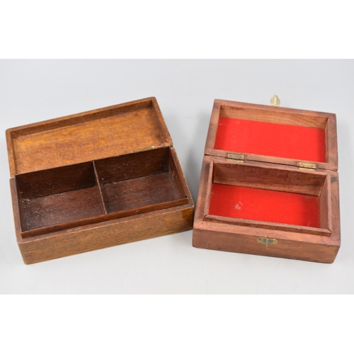 326 - Handmade Wooden Storage Tray with Two Trinket Boxes one featuring Brass Inlaid Elephants