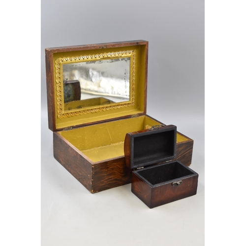 328 - Victorian Mirrored Jewellery Box Displaying Classical Scene and a Smaller Modern Trinket Box