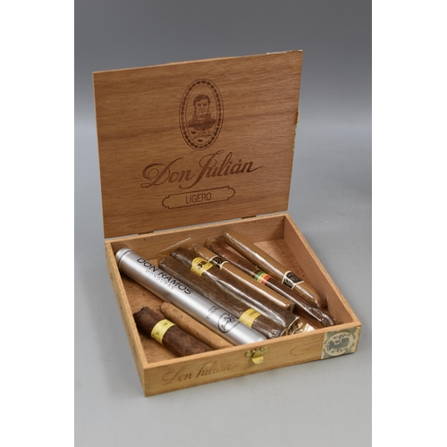 332 - Three Cigar Cases containing a selection of cigars including JR and King Edward together with a Pipe... 