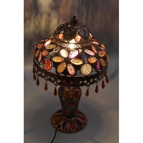 334 - Moroccan Jewel Droplet Table Lamp (40cm) Working