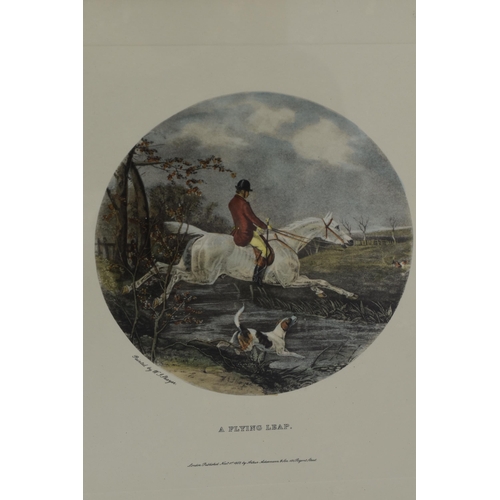 356 - Pair of Framed Glazed Prints Depicting Hunting Titled ' The Return Home' and ' A Flying Leap'by W. J... 