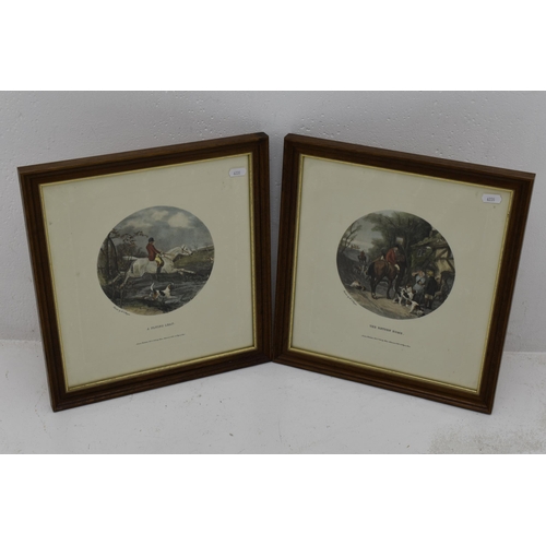 356 - Pair of Framed Glazed Prints Depicting Hunting Titled ' The Return Home' and ' A Flying Leap'by W. J... 