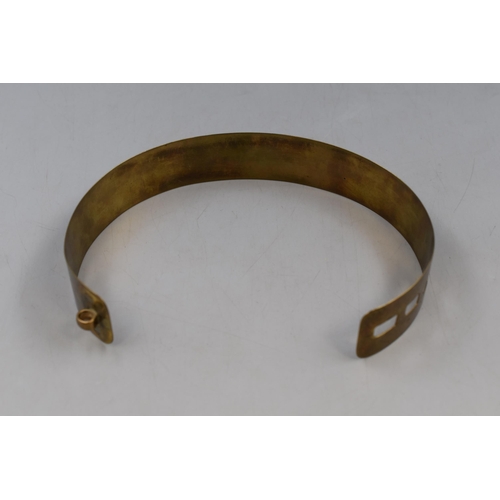 160 - Vintage Hand made Brass Adjustable Band/Collar Engraved with the words 