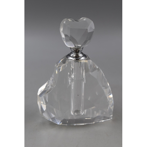 163 - Vintage Signed Oleg Cassini Crystal Heart Shaped Perfume Bottle with Stopper approx 5