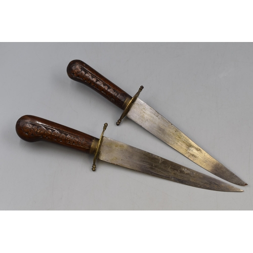 177 - Two Indian Carving Knives in Wood and Brass