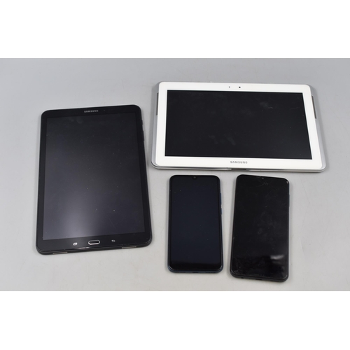 393 - Mixed Lot to include Two Samsung Tablets and Samsung and Huawei Phones. Untested.