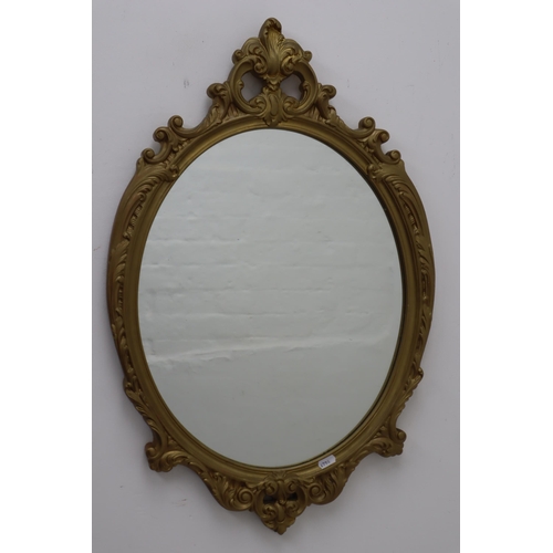 407 - Gilt Framed Ornate Oval Wall Mirror (71cm)