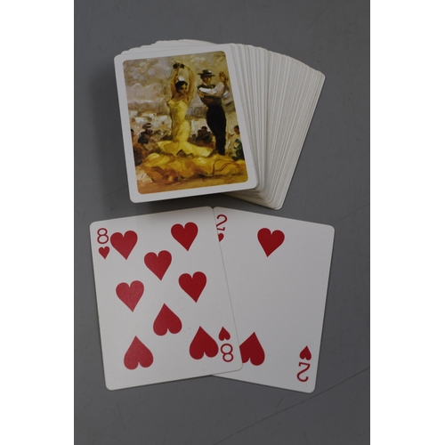 181 - An Inlaid Wooden Playing Cards Box, With Spanish Themed Playing Cards.