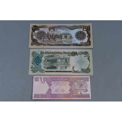 191 - Three Afghanistan Uncirculated Bank Notes