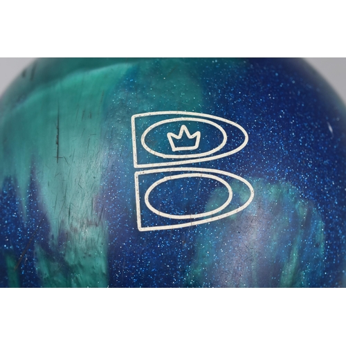 429 - Vintage USA Brunswick Glitter Blue and Green Swirl Z zone Tenpin Bowling Ball