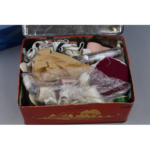 433 - A Large Selection of Sewing Items in Various Tins and Boxes.