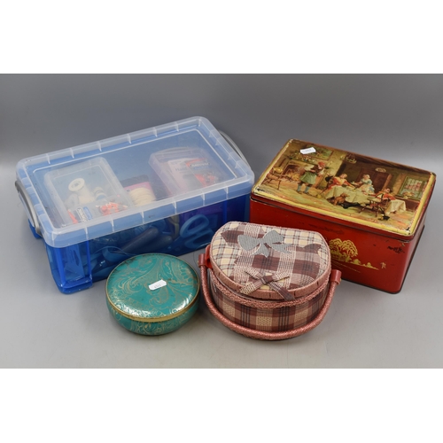 433 - A Large Selection of Sewing Items in Various Tins and Boxes.