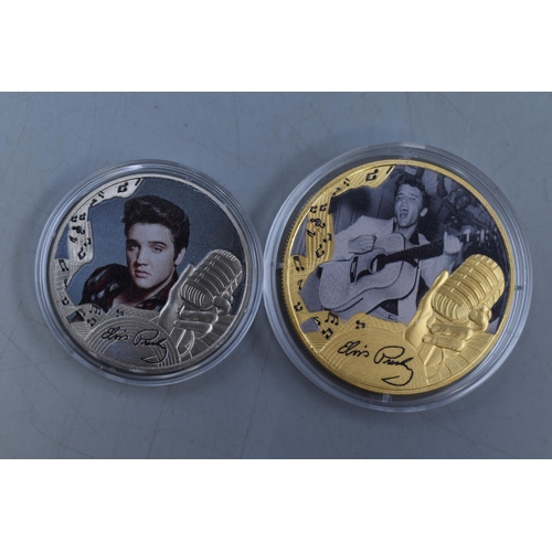 200 - Selection of Six Elvis Presley Gold Plated One Crown Coins (Four with Certificates)