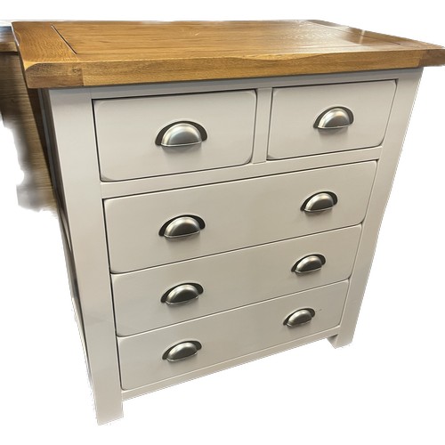 474 - Kemble Daisy Oak Topped Cream Tone Chest of Drawers Two over Three approx 34